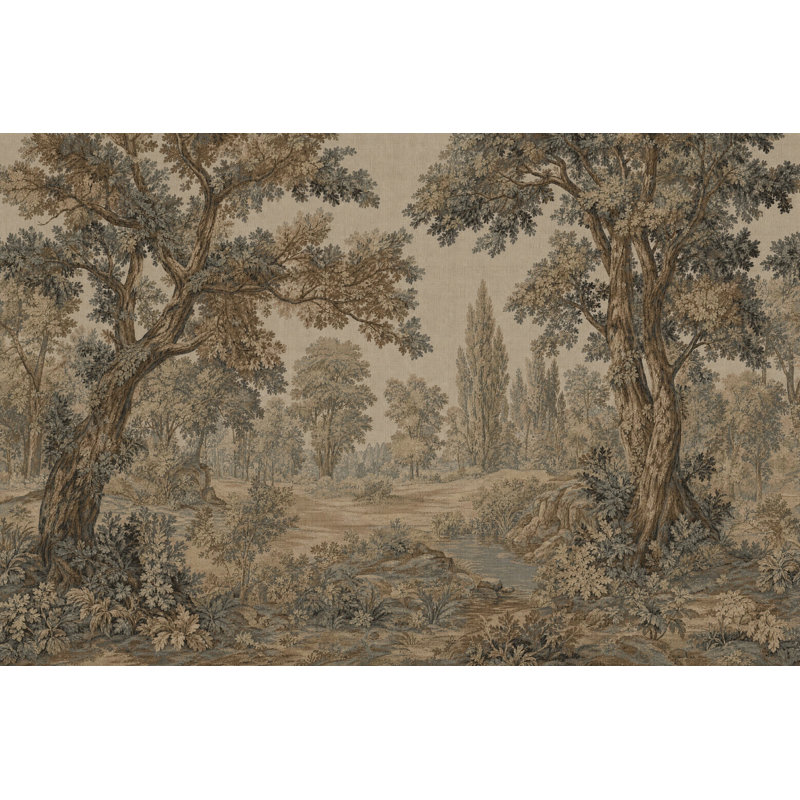 Papier peint à motif de paysage de bois Woodland, 200 po x 120 po, Peler et coller