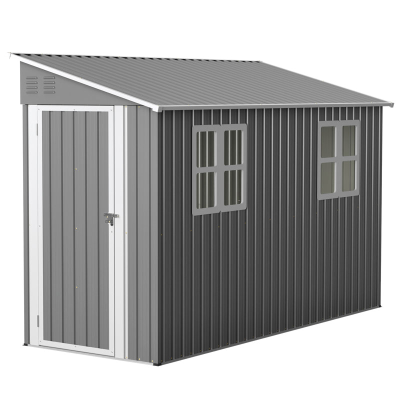 4 x 9,5 pi Remise de rangement en métal avec 2 fenêtres et ensemble de fondation