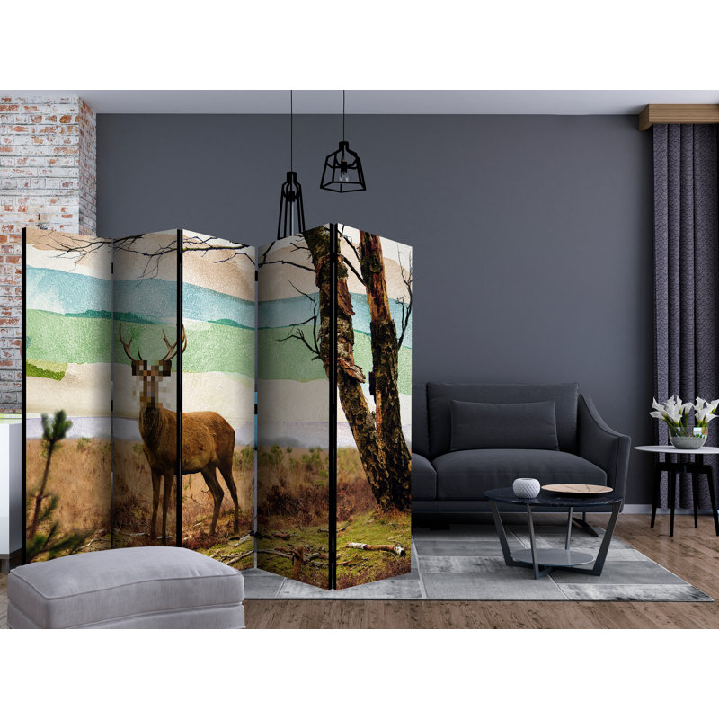 Carlisle 225cm W x 172cm H 5 - Panel Solid Wood Folding Room Divider
