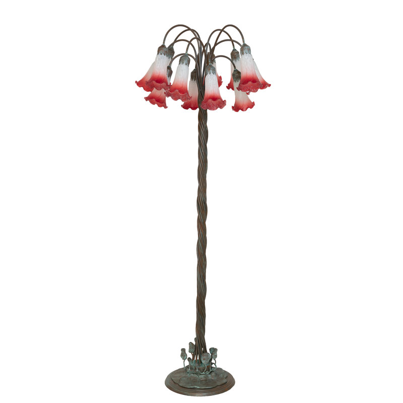 Lampe sur pied à branches 61 "Pond Lily (22,5 ib.), Rose / blanc
