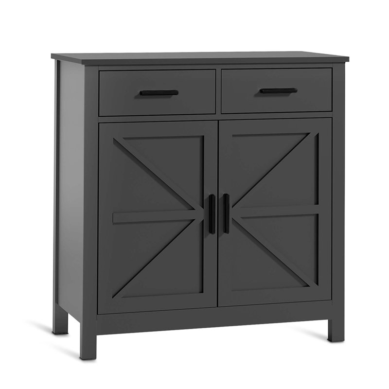 Kitchen Storage Cabinet Modern Buffet Cabinet with Storage Coffee Bar with 2 Drawers Floor Sideboard Buffet, Black