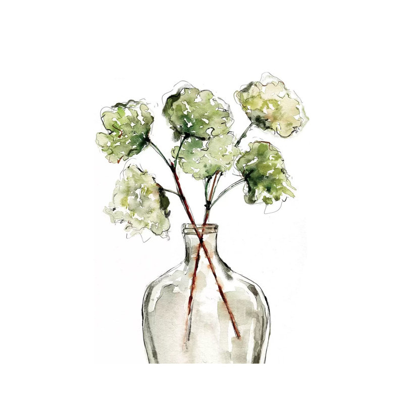 Greenery Vase II by Sara Berrenson - Print on Canvas, 20.32 cm H x 30.48 cm W, Wrapped Canvas