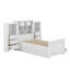 Lit plateforme simple en bois avec armoire verticale et 4 tiroirs de chaque côté-108172057