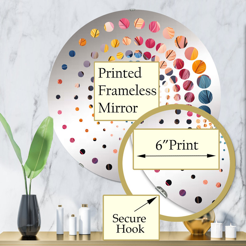 Feuillage coloré pastel vibrant coloré - Miroir décoratif à spirale - MIR114860-Rond, 31,4 po x 31,4 po