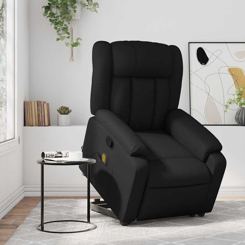 Fauteuil de massage en faux cuir, Inclinaison par pression manuelle, Noir