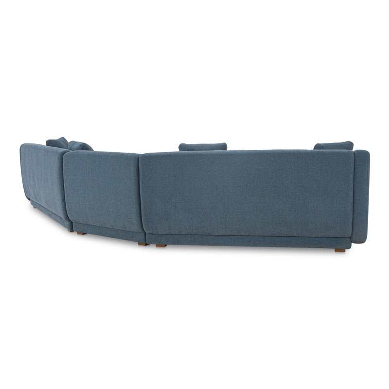 Fraser 3 Piece Modular Sectional With Slipper White, Blue Polyester