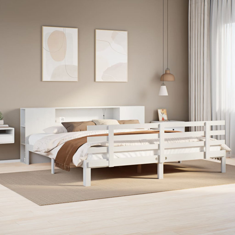 Meigs Solid Wood Bed, 135 x 190cm, White