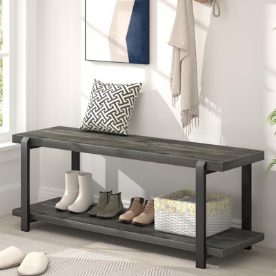 47" Industrial Entryway Bench with Storage
