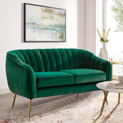 Velvet Sofa Couch With Gold Finished Legs