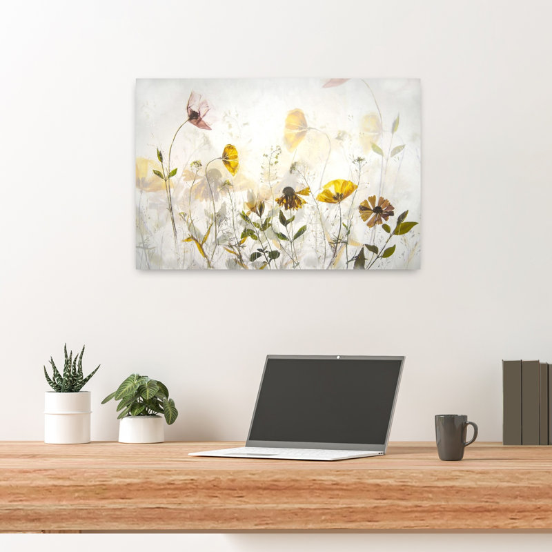 Art contemporain, art floral abstrait, H 24 po x l 16 po
