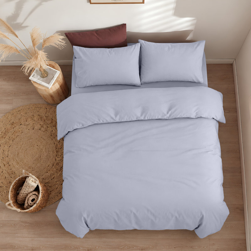 300TC Microfiber Duvet Cover Set – Reversible Luxury 3-Piece, Double Duvet Cover + 2 Standard Pillowcases, White