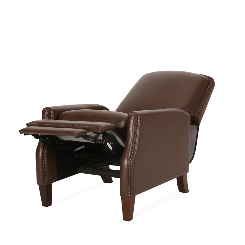 Fauteuil inclinable en cuir synthétique avec rivets, Marron foncé