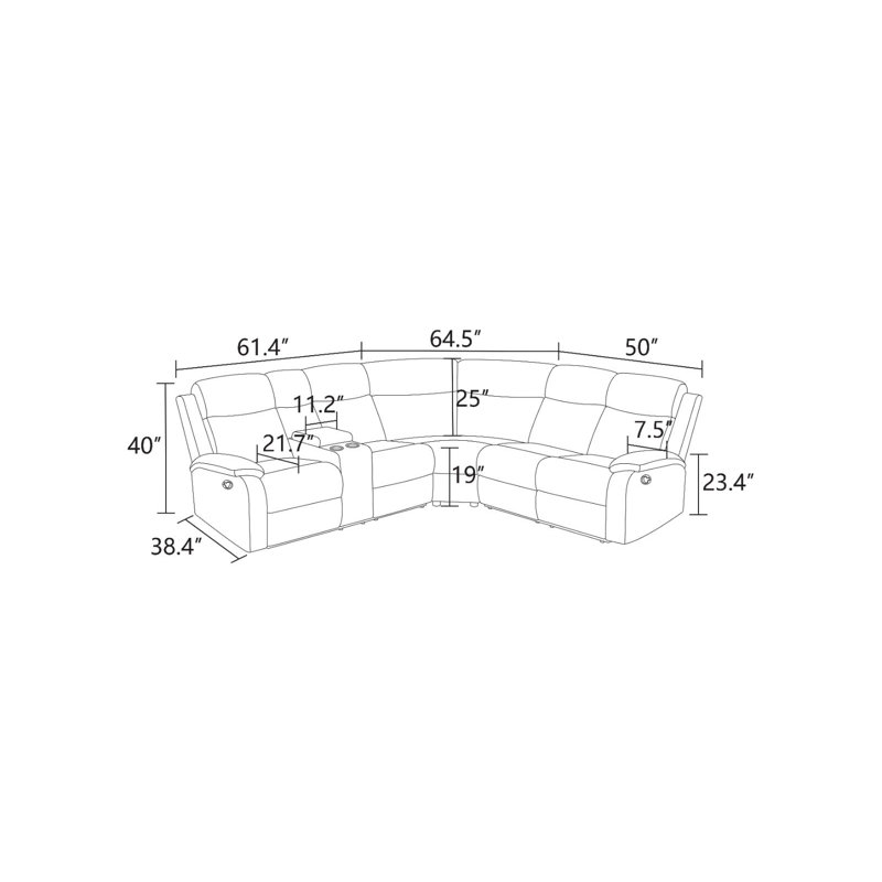 Ensemble de canapé modulaire inclinable Monaco, Similicuir brun