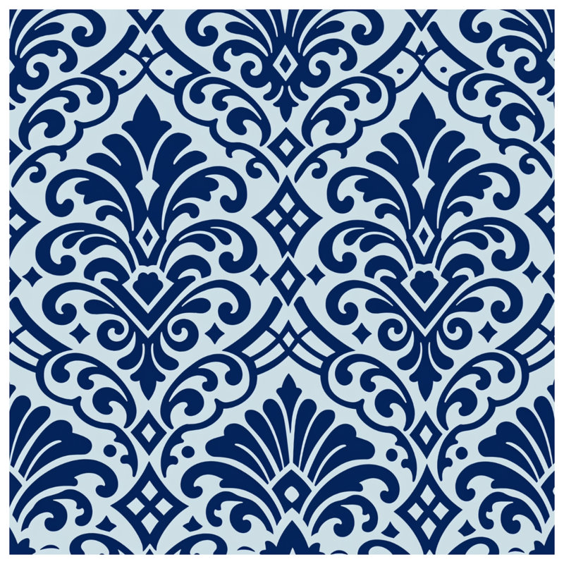Blue Damask Pattern Shower Curtains Extra Long, 70in W x 84in H
