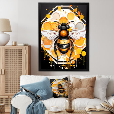 Yellow And Black Honey Bee - Insects & Bugs Wall Art