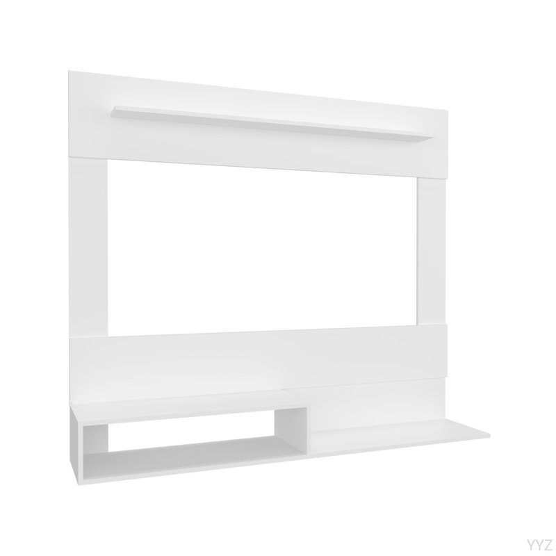 Meuble audio-vidéo Pékin, une tablette supérieure, deux tablettes, espace pour la télévision, blanc