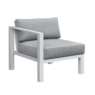 Peryman Outdoor Alumnum Left Arm Chair With Cushions, Buff