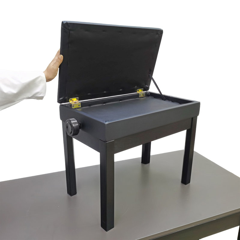 Banc de piano réglable noir, tabouret de piano en similicuir, siège avec coussin rembourré pour meuble-lavabo, salon