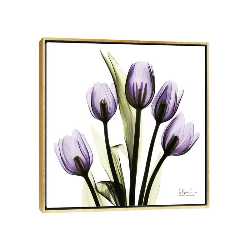 «Tulips Imagine», impression sur toile, H 12 po x l 12 po x P 1,5 po, Toile avec cadre doré, Pas de tapis