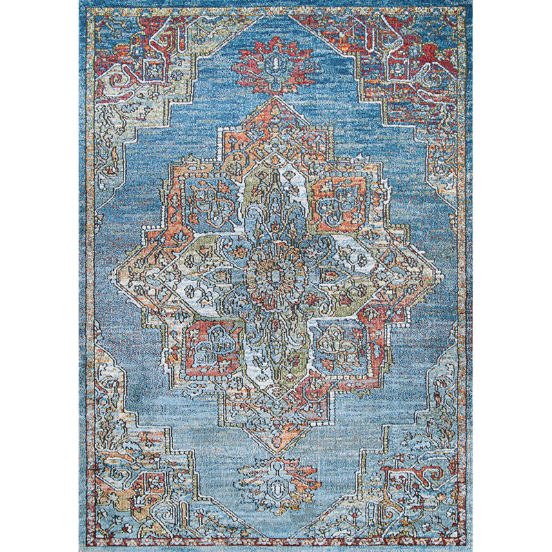 Tapis bleu marine Douglas-John Ikat, Rectangle 5 pi 3 po x 7 pi 6 po