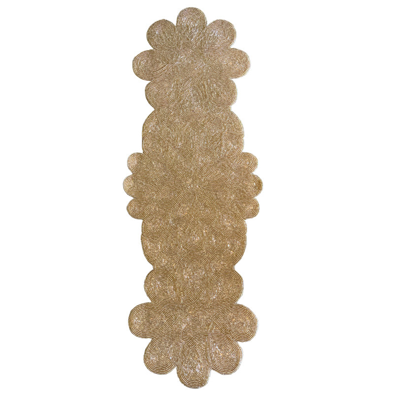 Liza Beaded Runner Scallop 36x14”, Gold