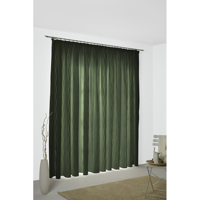 Pedersen Pencil Pleat, Single Curtain, opaque, Green, 132cm Width x 255cm Drop