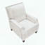 Fauteuil inclinable par pression - Tissu texturé blanc cassé - Garniture cloutée - Pieds en bois apparents