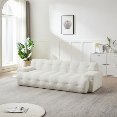 87.4-Inch Cloud Series Minimalist Three-Seater Sofa With Button-Tufted Design And Plush Upholstery For Ultimate Comfort.