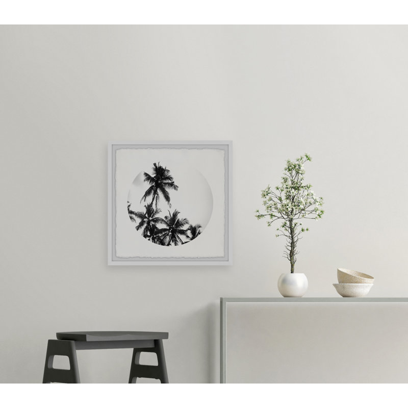 Black Palm Leaves - Single Picture Frame Print, 45cm H x 45cm W x 3.81cm D