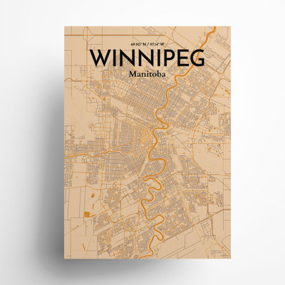 Winnipeg, carte de la ville, impression rétro