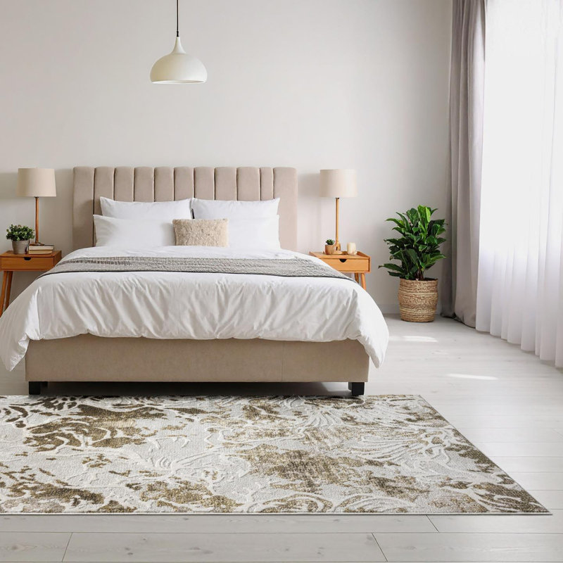 Modern Distressed Marble Area Rug, Rectangle 7'9" x 9'11"