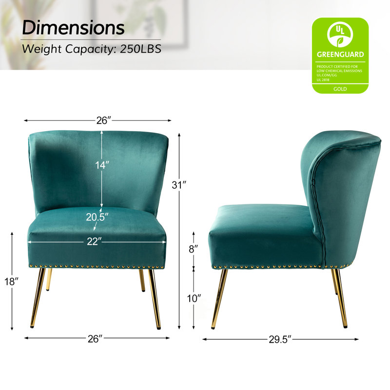 Clive Velvet Side Chair, Blue Velvet