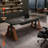 Black Rectangle Height-adjustable with 2 Drawers Standing Desk-235280189