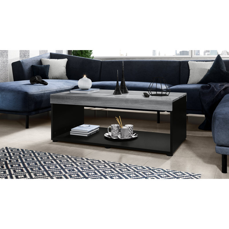 Mcbeth Floor Shelf Coffee Table with Storage, Matte Black, Avola Anthracite