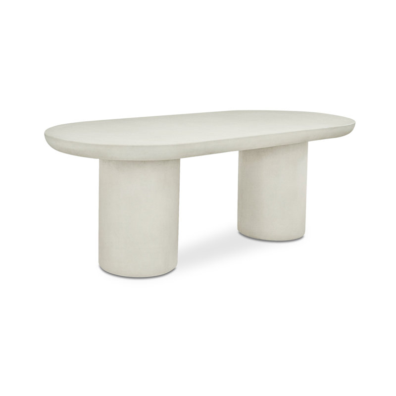 Ansel Oval Metal Outdoor Dining Table , 39.37'' in. W 82.68'' in. D, Cream