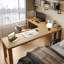 Bureau de direction en L en bois massif Burlywood-2064317996