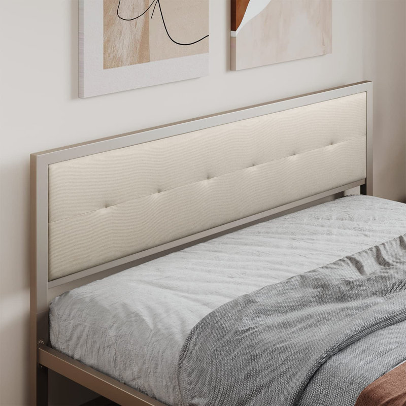 Ingrun Metal Platform Bed Frame with Headboard and Footboard, King