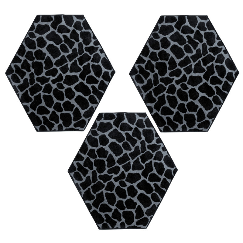Tapis noir / gris Badarjahan, Hexagone 2 pi
