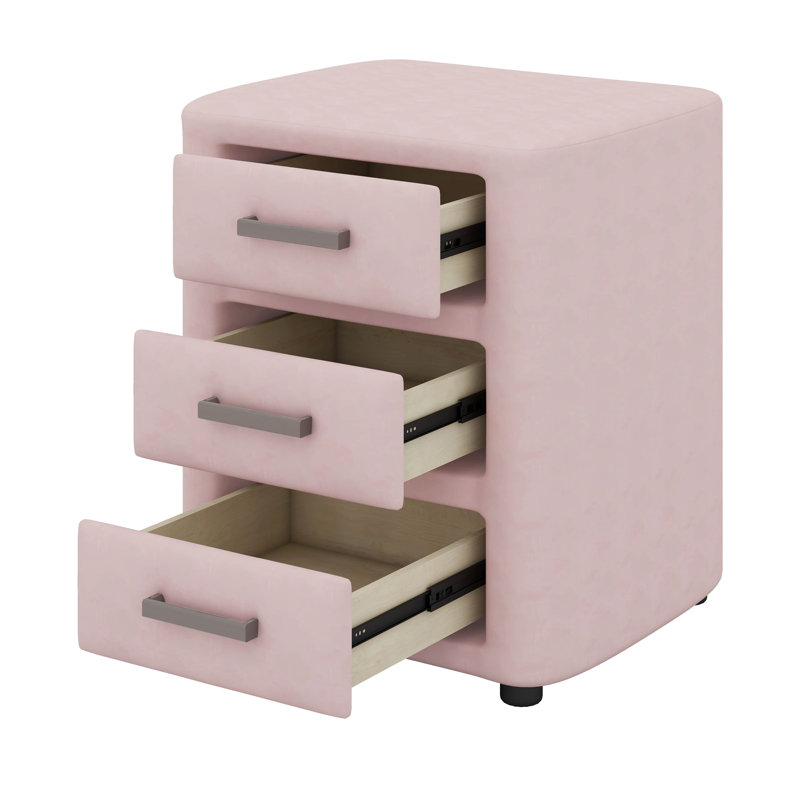 Ensemble de meubles de chambre à coucher en bois 3 pièces Modern, Grand, Rose