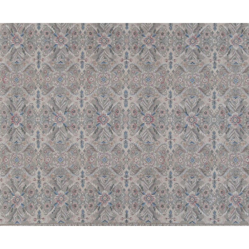 Hand-Knotted High-Quality Light Green and Beige Area Rug