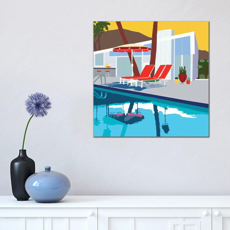 Pool Lounge II by Jen Bucheli - Wrapped Canvas Painting, 45.72 cm H x 45.72 cm W x 1.91 cm D