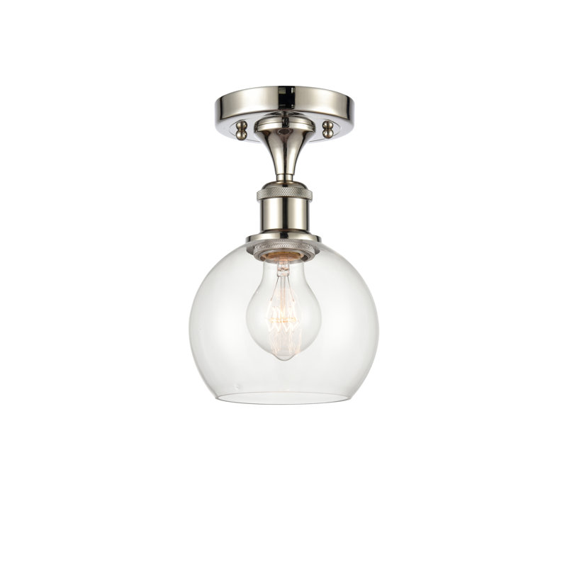 Plafonnier semi-encastré 1 lumière Cindi, H 9,88 po x l 6 po x P 6 po, Transparent, Nickel poli