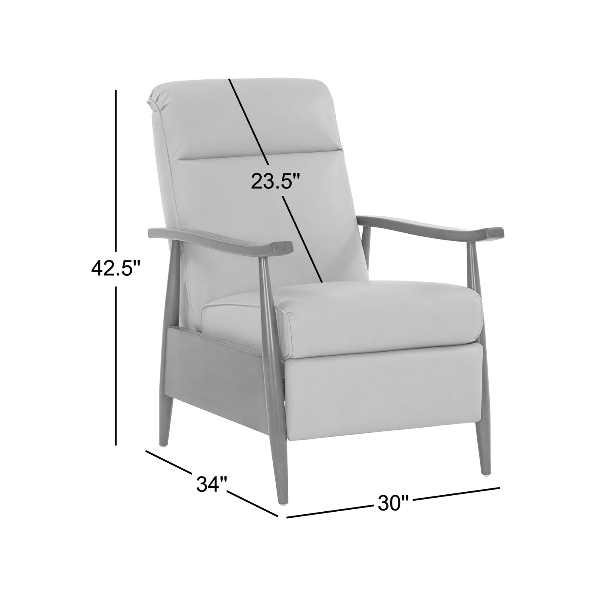  30" Wide Leather Recliner, Blue Genuine Leather