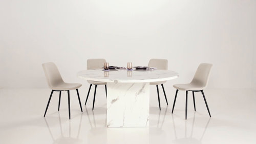 Orren Ellis Luxe Creamy Dining Table with Roman Column Legs & Reviews -  Wayfair Canada