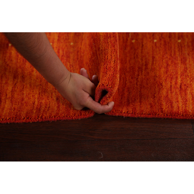 Tapis orange en laine noué à la main Gabbeh 7 x 10