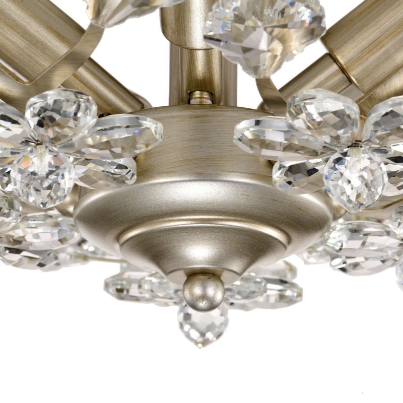 Isabel 5-light 21" Crystal Glass Flowers Blooms Flush Mount, Brushed Silver-ish Champagne