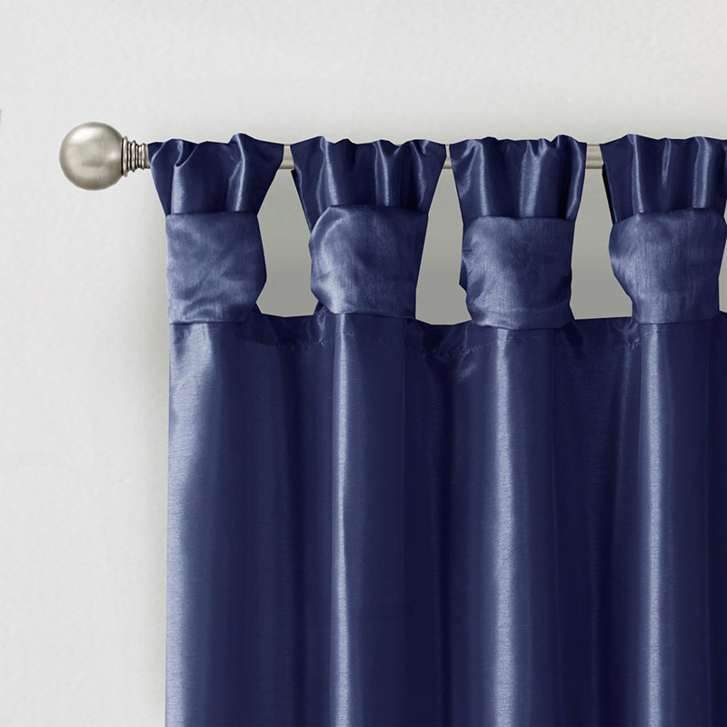 Twist Tab Lined Window Curtain Panel Navy 50x84", Navy, 1" W x 84" L