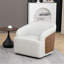 Fauteuil demi-tonneau pivotant en cuir véritable-791620149