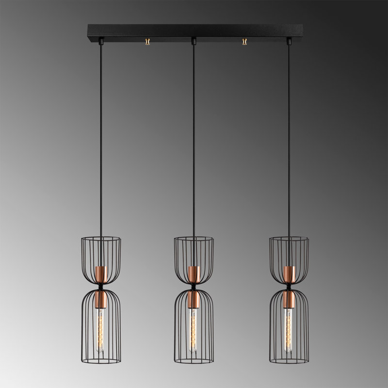 Luminaire suspendu géométrique à 3 lumières pour îlot de cuisine Chittenden