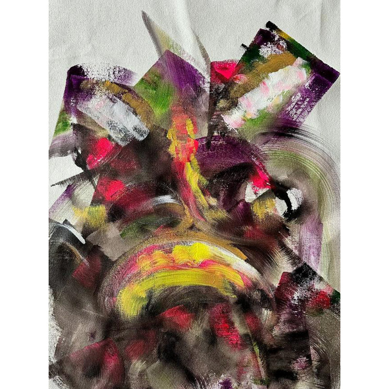 «Abstract Ganesha», peinture à l'huile sur toile par Charulata Sridhar - Art mural spirituel contemporain pour méditation boho